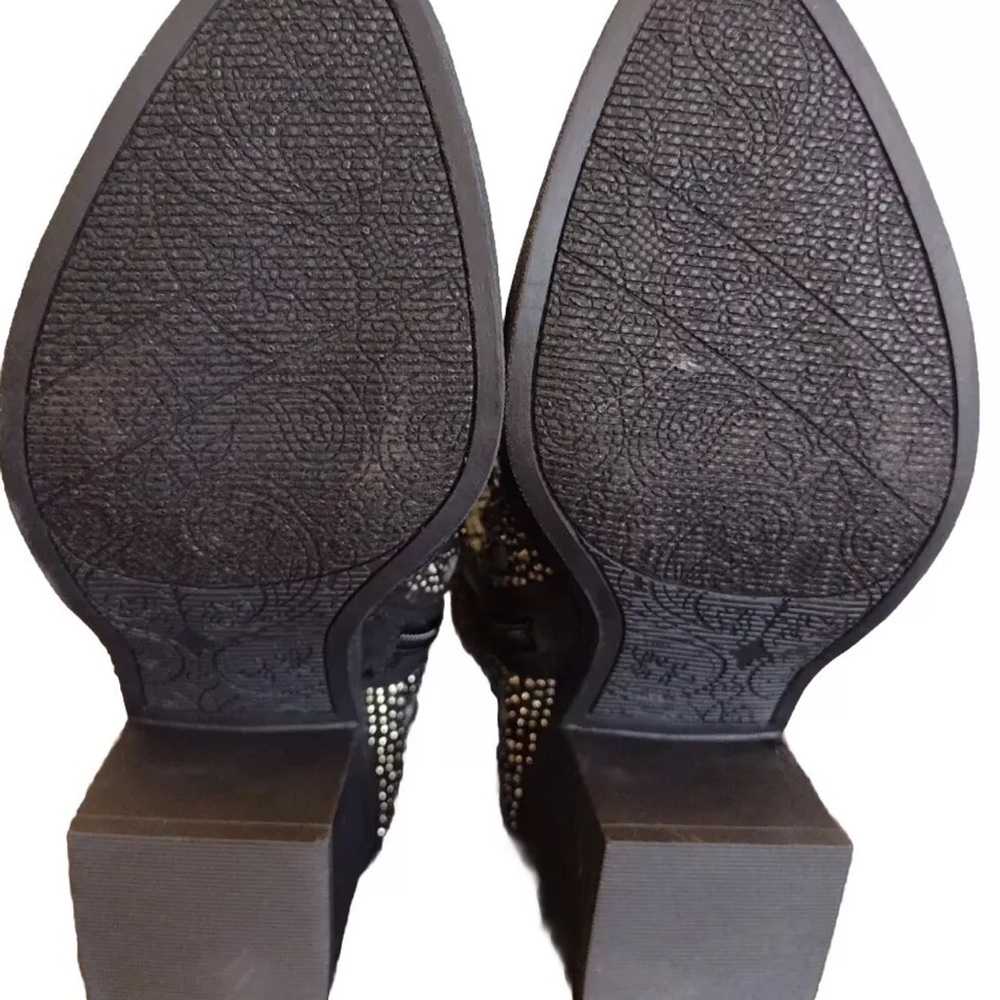 Black Rhinestones Cowboy Booties - Picture 7 of 10
